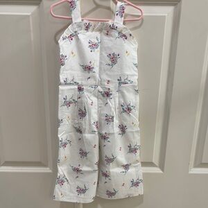 Janie and Jack White Floral Romper with Wide-Leg Design